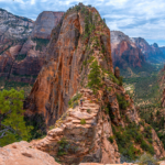 Panoramic of Zion Canyon seen from the Angels Landing Trail